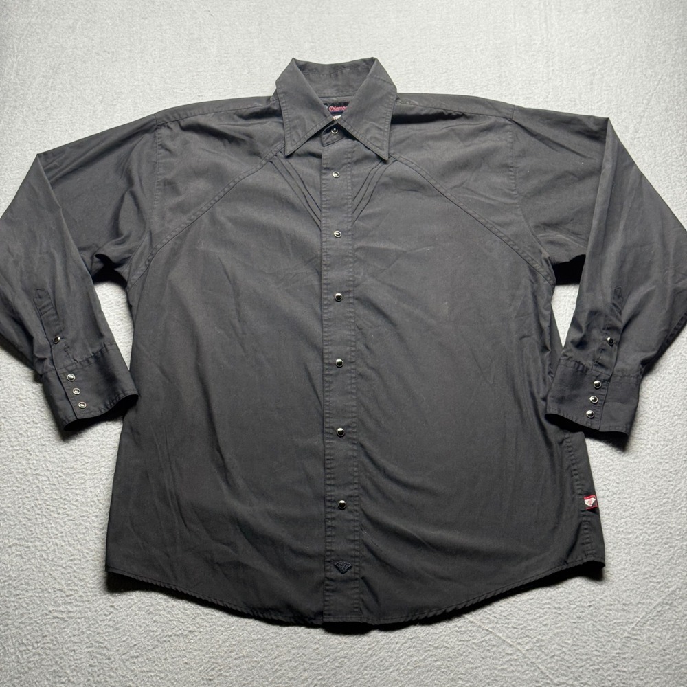 7 Diamonds Mens Western Snap Shirt XL Black Pearl Button Pointed Yoke LS